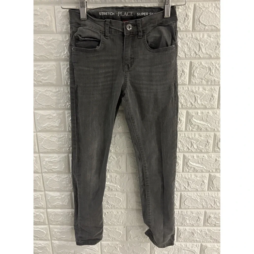 THE CHILDRENS PLACE SIZE 8 GIRLS JEANS STRETCH SUPER SKINNY GRAY DENIM